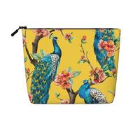 CHUNMINW Beautiful Peacock Print Cosmetic Bag for Women,Zipper Makeup Bag Travel Cosmetic Toiletry Bag Organizer Waterproof, Black, One Size