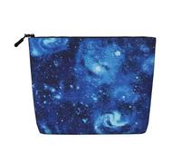 CHUNMINW Blue Universe Space Galaxy Print Cosmetic Bag for Women,Zipper Makeup Bag Travel Cosmetic Toiletry Bag Organizer Waterproof, Black, One Size