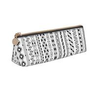 CHUNMINW Boho Triangle Stripes Print Minimalist Triangular Leather Pencil Case Cosmetic Organizer with Full-Print for Travel Work, White, One Size, Stylish