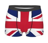 CHUNMINW British flag Print Mens Underwear Boxer Briefs, Novelty Breathable Boxer Shorts Personalized Gifts for Men, Black, L