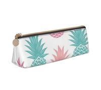 CHUNMINW Colored pineapple Print Minimalist Triangular Leather Pencil Case Cosmetic Organizer with Full-Print for Travel Work, White, One Size, Stylish