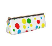 CHUNMINW Colorful Polka Dots Print Minimalist Triangular Leather Pencil Case Cosmetic Organizer with Full-Print for Travel Work