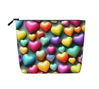 CHUNMINW colorful Rainbow Hearts Print Cosmetic Bag for Women,Zipper Makeup Bag Travel Cosmetic Toiletry Bag Organizer Waterproof, Black, One Size
