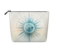 CHUNMINW Compass Print Cosmetic Bag for Women,Zipper Makeup Bag Travel Cosmetic Toiletry Bag Organizer Waterproof, Black, One Size