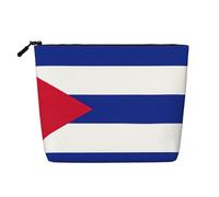 CHUNMINW Cuban flag Print Cosmetic Bag for Women,Zipper Makeup Bag Travel Cosmetic Toiletry Bag Organizer Waterproof, Black, One Size