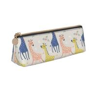 CHUNMINW Cute giraffe Print Minimalist Triangular Leather Pencil Case Cosmetic Organizer with Full-Print for Travel Work