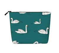 CHUNMINW Cute Swans Print Cosmetic Bag for Women,Zipper Makeup Bag Travel Cosmetic Toiletry Bag Organizer Waterproof, Black, One Size