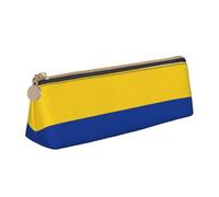 CHUNMINW Flag of Colombia Print Minimalist Triangular Leather Pencil Case Cosmetic Organizer with Full-Print for Travel Work