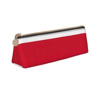 CHUNMINW Flag of Costa Rica Print Minimalist Triangular Leather Pencil Case Cosmetic Organizer with Full-Print for Travel Work