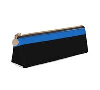 CHUNMINW Flag of Estonia Print Minimalist Triangular Leather Pencil Case Cosmetic Organizer with Full-Print for Travel Work
