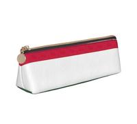 CHUNMINW Flag of Hungary Print Minimalist Triangular Leather Pencil Case Cosmetic Organizer with Full-Print for Travel Work