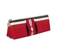 CHUNMINW Flag of Kenya Print Minimalist Triangular Leather Pencil Case Cosmetic Organizer with Full-Print for Travel Work