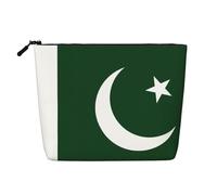 CHUNMINW Flag of Pakistan Print Cosmetic Bag for Women,Zipper Makeup Bag Travel Cosmetic Toiletry Bag Organizer Waterproof, Black, One Size