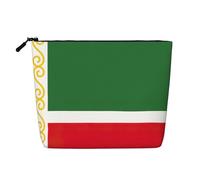 CHUNMINW Flag of the Chechen Republic Print Cosmetic Bag for Women,Zipper Makeup Bag Travel Cosmetic Toiletry Bag Organizer Waterproof, Black, One Size