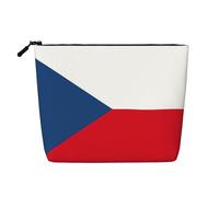 CHUNMINW Flag of the Czech Republic Print Cosmetic Bag for Women,Zipper Makeup Bag Travel Cosmetic Toiletry Bag Organizer Waterproof, Black, One Size