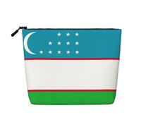 CHUNMINW Flag of the Republic of Uzbekistan Print Cosmetic Bag for Women,Zipper Makeup Bag Travel Cosmetic Toiletry Bag Organizer Waterproof, Black, One Size