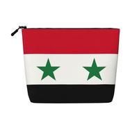 CHUNMINW Flag of the Syrian Arab Republic Print Cosmetic Bag for Women,Zipper Makeup Bag Travel Cosmetic Toiletry Bag Organizer Waterproof, Black, One Size