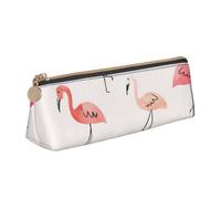 CHUNMINW Flamingo. Print Minimalist Triangular Leather Pencil Case Cosmetic Organizer with Full-Print for Travel Work, White, One Size, Stylish