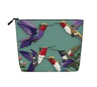 CHUNMINW Flower Hummingbirds Embroiderys Print Cosmetic Bag for Women,Zipper Makeup Bag Travel Cosmetic Toiletry Bag Organizer Waterproof, Black, One Size
