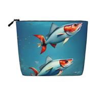 CHUNMINW flying fish in the ocean Print Cosmetic Bag for Women,Zipper Makeup Bag Travel Cosmetic Toiletry Bag Organizer Waterproof, Black, One Size