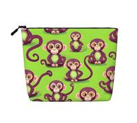 CHUNMINW Green Clever Monkey Print Cosmetic Bag for Women,Zipper Makeup Bag Travel Cosmetic Toiletry Bag Organizer Waterproof, Black, One Size