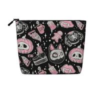 CHUNMINW Halloween Pumpkin Cat Print Cosmetic Bag for Women,Zipper Makeup Bag Travel Cosmetic Toiletry Bag Organizer Waterproof, Black, One Size