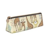 CHUNMINW Hand Drawn Giraffes Print Minimalist Triangular Leather Pencil Case Cosmetic Organizer with Full-Print for Travel Work, White, One Size, Stylish