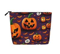 CHUNMINW Happy-Halloween-Day Trick-Or-Treat Print Cosmetic Bag for Women,Zipper Makeup Bag Travel Cosmetic Toiletry Bag Organizer Waterproof, Black, One Size