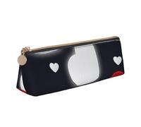 CHUNMINW Happy Valentine's Day Print Minimalist Triangular Leather Pencil Case Cosmetic Organizer with Full-Print for Travel Work, White, One Size, Stylish