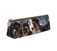 CHUNMINW Husky Puppies Minimalist Triangular Leather Pencil Case with Full Print for Travel and Work, white, One Size, Stylish