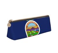 CHUNMINW Kansas State Flag Print Minimalist Triangular Leather Pencil Case Cosmetic Organizer with Full-Print for Travel Work