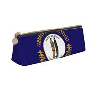 CHUNMINW Kentucky State Flag Print Minimalist Triangular Leather Pencil Case Cosmetic Organizer with Full-Print for Travel Work