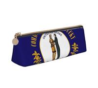 CHUNMINW Kentucky State Flag Print Minimalist Triangular Leather Pencil Case Cosmetic Organizer with Full-Print for Travel Work