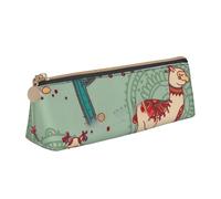CHUNMINW Llamas Print Minimalist Triangular Leather Pencil Case Cosmetic Organizer with Full-Print for Travel Work