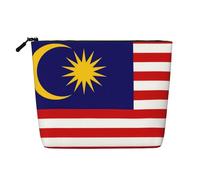 CHUNMINW Malaysia Flag Print Cosmetic Bag for Women,Zipper Makeup Bag Travel Cosmetic Toiletry Bag Organizer Waterproof, Black, One Size
