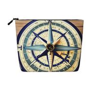 CHUNMINW Maritime Sailboat Compass Print Cosmetic Bag for Women,Zipper Makeup Bag Travel Cosmetic Toiletry Bag Organizer Waterproof, Black, One Size