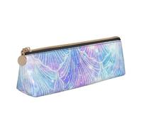 CHUNMINW Mermaid Scale Print Leather Minimalist Triangle Pencil Case for Travel and Work, white, One Size, Stylish