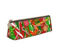 CHUNMINW Merry Christmas. Print Minimalist Triangular Leather Pencil Case Cosmetic Organizer with Full-Print for Travel Work