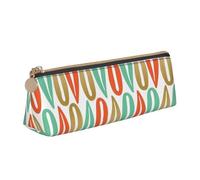 CHUNMINW Mid-Century Modern Style Print Minimalist Triangular Leather Pencil Case Cosmetic Organizer with Full-Print for Travel Work