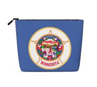 CHUNMINW Minnesota State Flag Print Cosmetic Bag for Women,Zipper Makeup Bag Travel Cosmetic Toiletry Bag Organizer Waterproof, Black, One Size