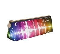 CHUNMINW Musics Print Minimalist Triangular Leather Pencil Case Cosmetic Organizer with Full-Print for Travel Work