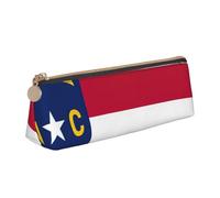CHUNMINW North Carolina state flag Print Minimalist Triangular Leather Pencil Case Cosmetic Organizer with Full-Print for Travel Work