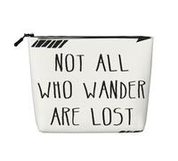 CHUNMINW Not All Who Wander Are Lost Print Cosmetic Bag for Women,Zipper Makeup Bag Travel Cosmetic Toiletry Bag Organizer Waterproof, Black, One Size