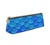 CHUNMINW Ocean Sea Blue Mermaid Fish Print Minimalist Triangular Leather Pencil Case Cosmetic Organizer with Full-Print for Travel Work