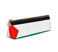 CHUNMINW Palestine flag Print Minimalist Triangular Leather Pencil Case Cosmetic Organizer with Full-Print for Travel Work