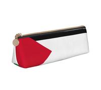 CHUNMINW Palestine flag Print Minimalist Triangular Leather Pencil Case Cosmetic Organizer with Full-Print for Travel Work
