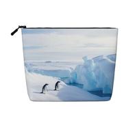 CHUNMINW Penguin Antarctica Print Cosmetic Bag for Women,Zipper Makeup Bag Travel Cosmetic Toiletry Bag Organizer Waterproof, Black, One Size