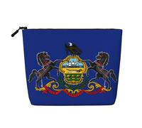 CHUNMINW Pennsylvania State Flag Print Cosmetic Bag for Women,Zipper Makeup Bag Travel Cosmetic Toiletry Bag Organizer Waterproof, Black, One Size