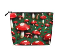 CHUNMINW Red Cap Mushrooms Print Cosmetic Bag for Women,Zipper Makeup Bag Travel Cosmetic Toiletry Bag Organizer Waterproof, Black, One Size
