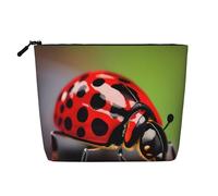 CHUNMINW Red Ladybug patterns Print Cosmetic Bag for Women,Zipper Makeup Bag Travel Cosmetic Toiletry Bag Organizer Waterproof, Black, One Size